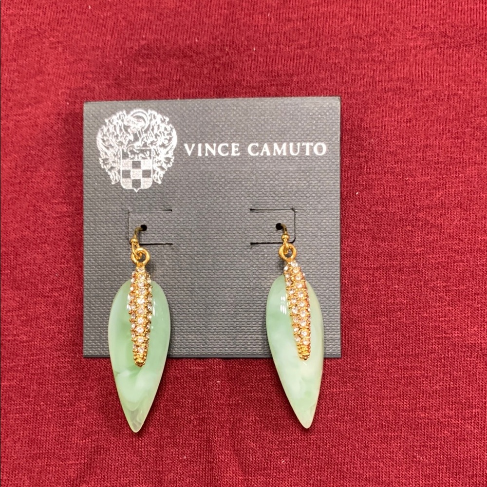 Vince Camuto Green and Gold Tone Earrings